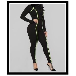 Black Neon Lined Jumpsuit (Price is firm)